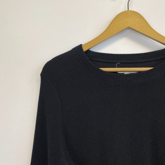 Madewell Black Ribbed Front Knot Top - Picture 4 of 10